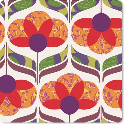 Produktbild von MuchoWow® Mauspad Mousepad Retro - Flower Power - Vintage - Farben 20x20 cm - Mousepads - Maus Mat - Pad - Mausunterlage - Desk Mat - Bureauartikeln