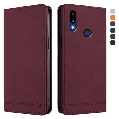 Image de Etui pour Samsung Galaxy A10S, étui rétro en cuirPolyuréthaneavec support et fentes pour cartes de crédit Rouge