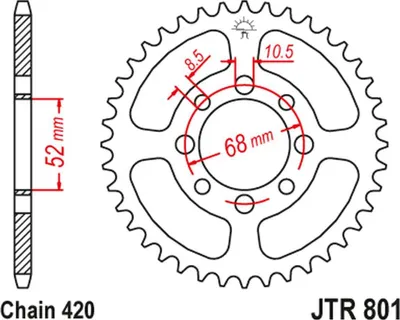 Produktbild von Jt Hinteres Ritzel 801 32 Für Suzuki Pv 50 '81-00, Fr 70 '75-87, Fr 80, Rm 50 '81-82, Fr 50 '75-86, Kawasaki Joy 125 '08-10, Klx 110 '
