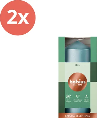 Immagine prodotto di Bolsius - Candela a colonna - Essentials - 120/58 - 1 pezzo per confezione - Blu metallizzato - Value pack - 2 pezzi