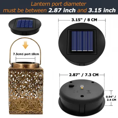 Immagine prodotto di Lampada solare di ricambio, diametro 8 cm, grado di protezione IP44 (resistente all'acqua), luce calda, per lampioni da esterno