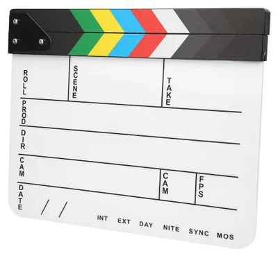 Imagen del producto de Pizarra de acetato, 30x25 cm, con franjas de color, para cine y fotografía