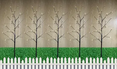 Produktbild von Lichterbäumen 120 cm schwarz 5er-Set Baum LED warmweiß Lichterkette mit Erdspieß