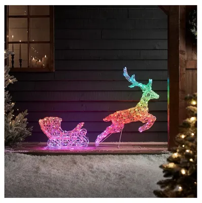 Zdjęcie produktu dla Renifer z saniami dekoracja świąteczna zewnętrzna 250 diod LED