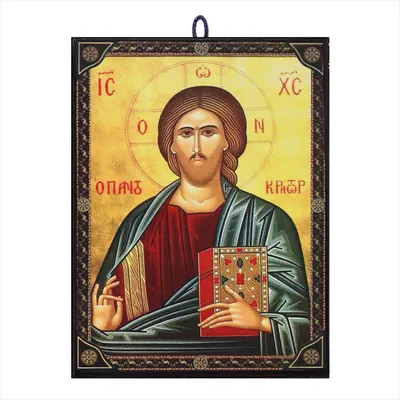 Jesus Christus Ikone, byzantinisch, Holz, 9,7 x 13,5 cm