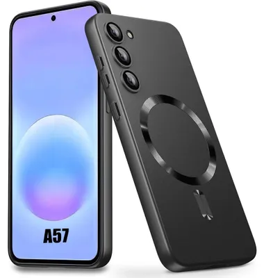 Image de Coque pour Samsung Galaxy A57 5G, Silicone Liquide Anti-Rayures avec Anneau Magnétique - Noir