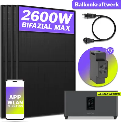 Produktbild von 2000W Balkonkraftwerk mit Marstek Jupiter C Plus Speicher 0% MwSt nach §12 Abs.3 UstG