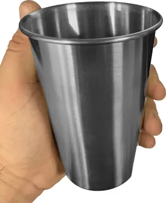 Immagine prodotto di Set di 6 bicchieri (vino) in acciaio inox, 500 ml, con bordo arrotolato