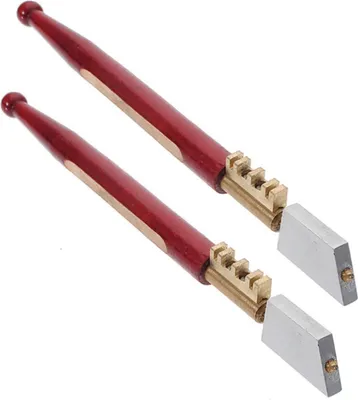 Obrázek produktu pro sada 2 diamantových řezáků na sklo pro řezání skla 2-8 mm, řezák na sklo s diamantovým hrotem a 2 x odlamovací hranou, nástroj na řezání lahví s rukojetí z tvrdého dřeva, diamantový řezák na sklo 175 mm