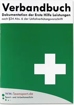 Produktbild von Verbandbuch Erste Hilfe - Heraustrennbare Seiten nach DSGVO/DGUV 204-021 / § 24 Abs. 6 der Unfallverhütungsvorschrift Verbandsbuch / Meldeblock