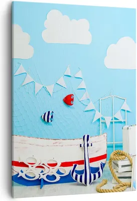 Produktbild von Bild auf Leinwand - Leinwandbild - Einteilig - Boot Anker Wolken Junge - 50x70cm - Wand Bild - Wanddeko - Wandbilder - Leinwanddruck - Wanddekoration - Leinwand bilder - Wandbild - PA50x70-2940