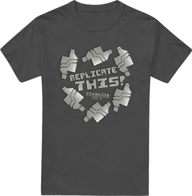 Image de Stargate SG-1 - T-shirt "Replicate This" pour homme/femme unie TV23933 (XXL) (Charbon de bois)
