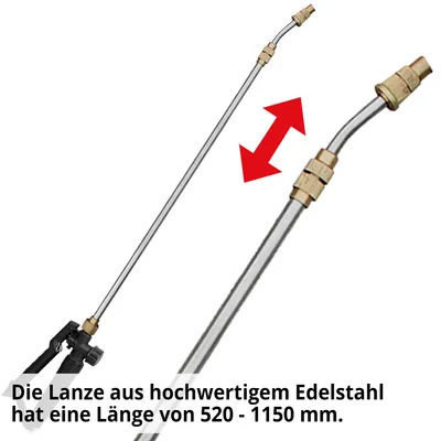 HECHT 000410 Teleskop-Sprühlanze aus Edelstahl, ausziehbar 520-1150 mm, Zubehör für Rückenspritze