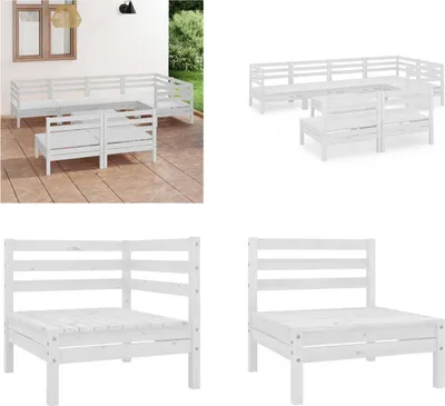 Produktbild von vidaXL 8 tlg. Garten Lounge Set Massivholz Kiefer Weiß - Garten-Lounge-Set - Garten-Lounge-Sets - Palettensofa-Set - Palettensofa-Sets