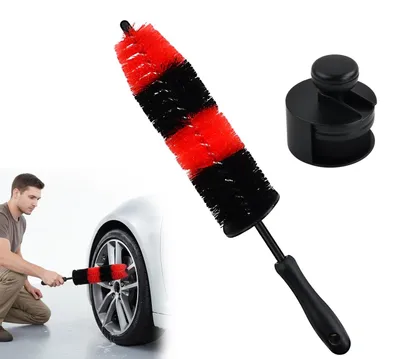 Produktbild von Set mit 2 Bürsten zum Reinigen von Felgen, 360° drehbar, für Autos