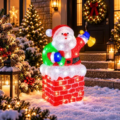LED Santa Claus Figur Weihnachstmann Acryl 96 LEDs IP 44 innen und außen