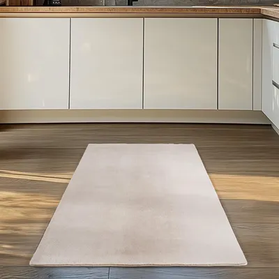 Produktbild von Carpettex Teppich Kurzflor, Einfarbig, Waschbar, Rutschfest, Für Wohnzimmer, Schlafzimmer,Kinderzimmer, Größe: 80 x 150 cm, Farbe: Creme