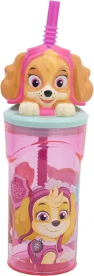 Produktbild von Paw Patrol Becher 3D Kindertrinkbecher 360 ml mit Strohhalm & Figurdeckel