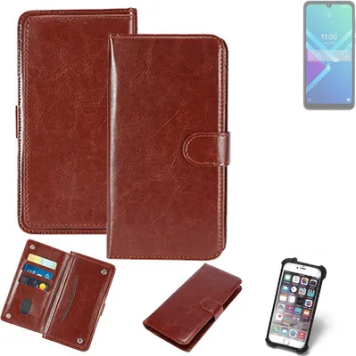 Produktbild von K-S-Trade 360° Hülle kompatibel mit Wiko Y82 braun Kunstleder Case BookCase WalletCase Kunstlederederhülle Handyhülle, Rundumschutz Bumper (1x)