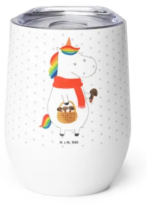 Produktbild von Mr. & Mrs. Panda thermosbecher Einhorn Pilz - Weiß - Geschenk, Edelstahlbecher, Thermo Becher, kaffee tasse, Unicorn, Einhörner, Pilze, Liebeskummer, glühwein, Spruch