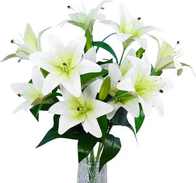 Produktbild von Famanu Kunstblumen Bouquet Weiß Realistisch - 6 Stück