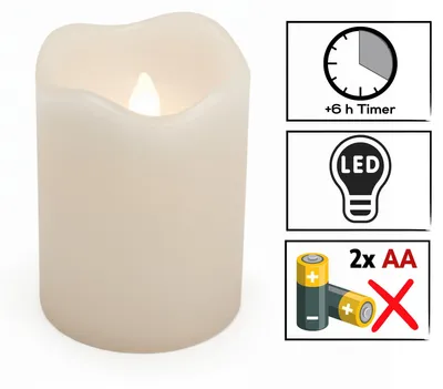 Produktbild von LED Kerzen 4er Set Creme Ø 7 x 9 cm – Flammenlos, Echtwachskerzen mit Timer