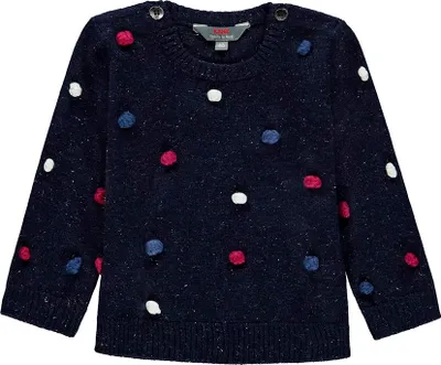 Produktbild von Mädchenpullover, marineblau, gepunktet, Kanz