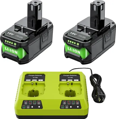 Produktbild von Wiederaufladbare Lithium-Batterie, hohe Kapazität 8000mAh, kompatibel mit Elektrowerkzeugen, 2Pcs8AhX6ACharger