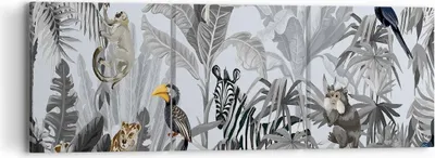 Produktbild von Bild auf Leinwand - Leinwandbild - 3 Teile - Dschungel Tiere Tukane - 90x30cm - Wand Bild - Wanddeko - Wandbilder - Leinwanddruck - Bilder - Wanddekoration - Leinwand bilder - Wandbild - CA90x30-4662