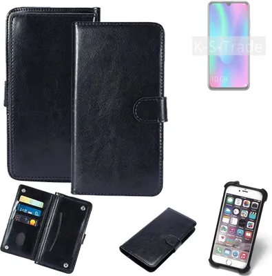 Produktbild von K-S-Trade 360° Hülle kompatibel mit Huawei Honor 10 Lite schwarz Kunstleder Case BookCase WalletCase Kunstlederederhülle Handyhülle, Rundumschutz