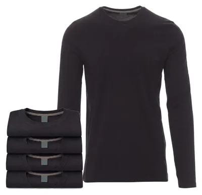 Produktbild von Mivaro Herren 5er Pack Langarmshirts Schwarz - 100% Baumwolle Longsleeves mit Rundhals, leicht anliegend, feinmaschiges Gewebe mit 165g/m² Stoffgewicht, Größen S bis 5XL