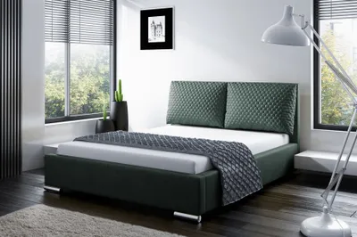 Produktbild von Polsterbett Bett Doppelbett GALENO 180x200 cm in Stoff Grün