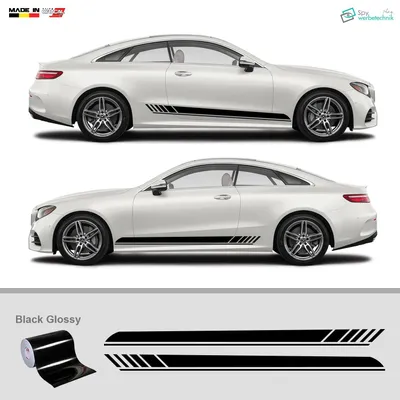 Produktbild von Auto Seitenstreifen Vinyl Aufkleber Racing Sticker Set – Schwarz 200 x 12 cm