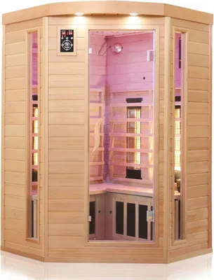 Zdjęcie produktu dla Dewello kabina na podczerwień Sauna na podczerwień LAKEFIELD 3 140 cm x 140 cm z grzejnikiem o pełnym spektrum, grzejnik podłogowy