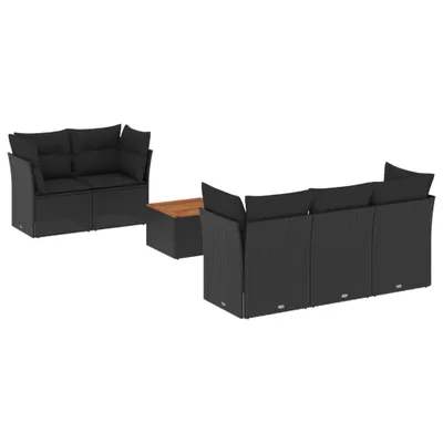 Produktbild von vidaXL 6-tlg. Garten-Sofagarnitur mit Kissen Schwarz Poly Rattan