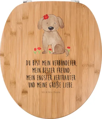 Produktbild von Mr. & Mrs. Panda WC Brille Hund Dame - Transparent - Geschenk, Klo-Deckel, WC-Sitz, Niedlich, Liebe, Sprüche, Toilettendeckel, Liebenswert, Hunde, Sitz, Vierbeiner, holz