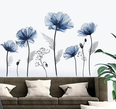 Immagine prodotto di Decorazione da parete floreale - Fiori in fiore - Blu - Set da 6 pezzi