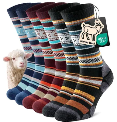 Produktbild von Wandersocken Herren Damen Wolle Thermo Arbeitssocken Anti-Blasen Gepolstert 3 Paar Größe 47-50