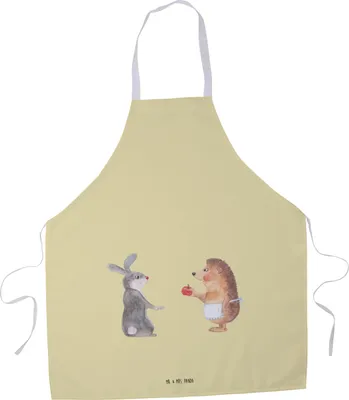 Produktbild von Mr. & Mrs. Panda Schürze Hase Igel - Gelb Pastell - Geschenk, Küchenzubehör, und, Kochschürze, Liebeskummer, Gastro-Schürze, Herzschmerz, Grillschürze, Lustige Sprüche