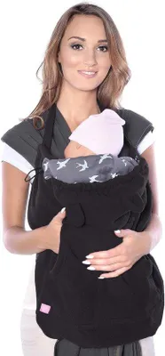 Produktbild von Famanu Tragecover für Babytragen mit Vögeln - Schwarz