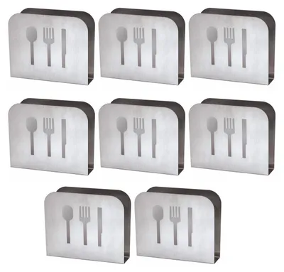 Produktbild von 8er Set - Serviettenhalter aus Edelstahl | Serviettenablage für Tisch, Küche, Bar, Gastronomie | Serviettenständer, langlebig | Serviettenspender Stehend - Serviettenbox für Restaurants & Bistros