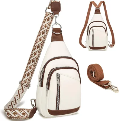 Produktbild von 2-in-1 Damen-Brusttasche, Rucksack, Gürteltasche, Schultertasche, Kunstleder mit 2 abnehmbaren und verstellbaren Trägern, kleine Sporthandtasche
