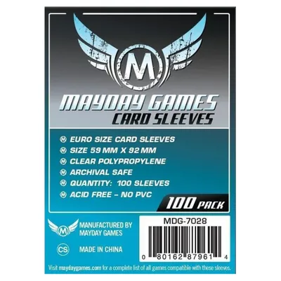 Produktbild von Mayday Standard Euro Sleeves Hüllen 59x92mm 100 Stück für Dominion Agricola 7028