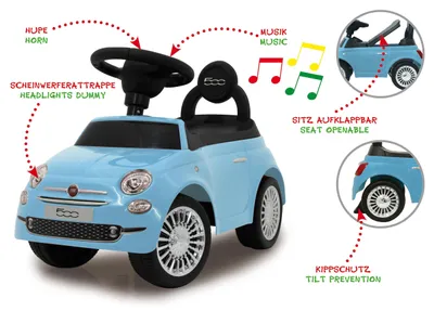 Immagine prodotto di Fiat 500 blu giocattolo cavalcabile