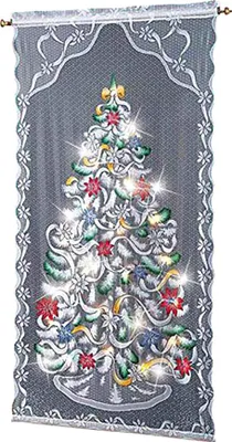 Image de Rideaux de Noël en Dentelle Lumière LED Arbre de Noël Half Blackout Curtains Living Room Bedroom Home Decor