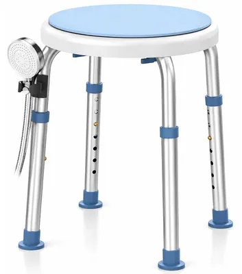 Produktbild von Duschhocker Duschstuhl Badhocker - In der Höhe verstellbar - 360° drehbar - Aluminium - Belastbar bis 158 kg