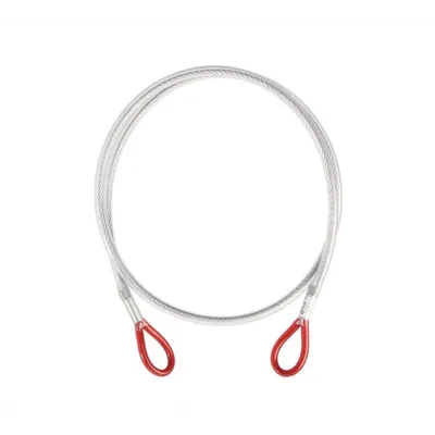 Steel Lanyard 'I' von Singing Rock; aus Stahl mit zwei roten Schlaufenenden; geeignet für Arbeitssicherheit.