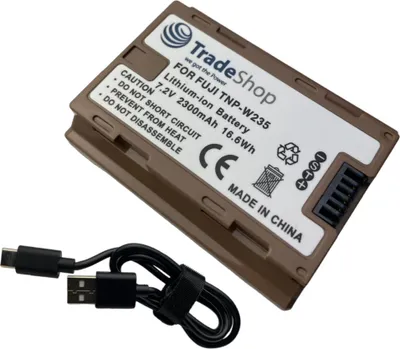 Produktbild von Trade-Shop Li-Ion Kamera-Akku 7,2V / 2300mAh inkl. Typ-C Ladekabel kompatibel mit Fujifilm GFX100A, GFX100S, GFX50S II, X-H2S ersetzt NP-W235