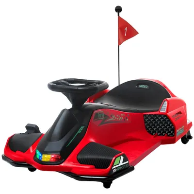 Zdjęcie produktu dla Gokart elektryczny dla dzieci, koła gumowe, 3-8 km/h, ze światłami i muzyką, kolor czerwony