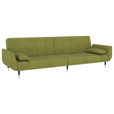 Produktbild von vidaXL Schlafsofa 2-Sitzer mit 2 Kissen Hellgrün Samt
